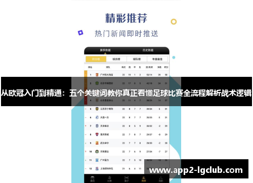 从欧冠入门到精通：五个关键词教你真正看懂足球比赛全流程解析战术逻辑