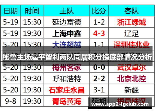 秘鲁主场逼平智利两队同居积分榜底部情况分析